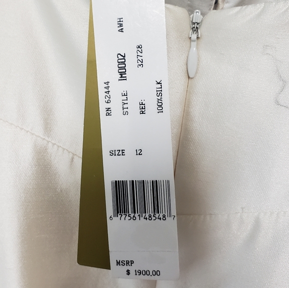 Nicole Miller 100% Silk Strapless Mermaid Wedding Dress True Size 12 - Picture 8 of 8